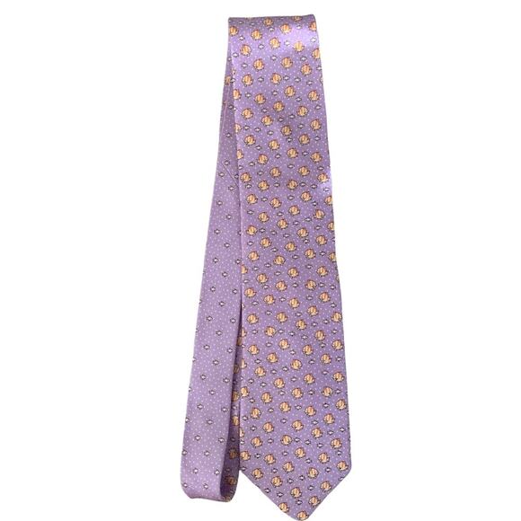 Tommy Hilfiger Lavender Angel Fish Print Silk Tie - Picture 4 of 6